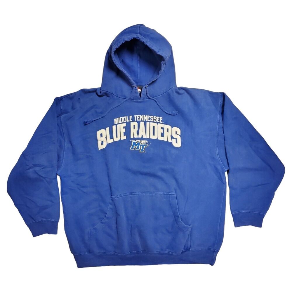 MIDDLE TENNESSEE ST BLUE RAIDERS Sweater Adult XL Blue Spell Out Pullover Hoodie